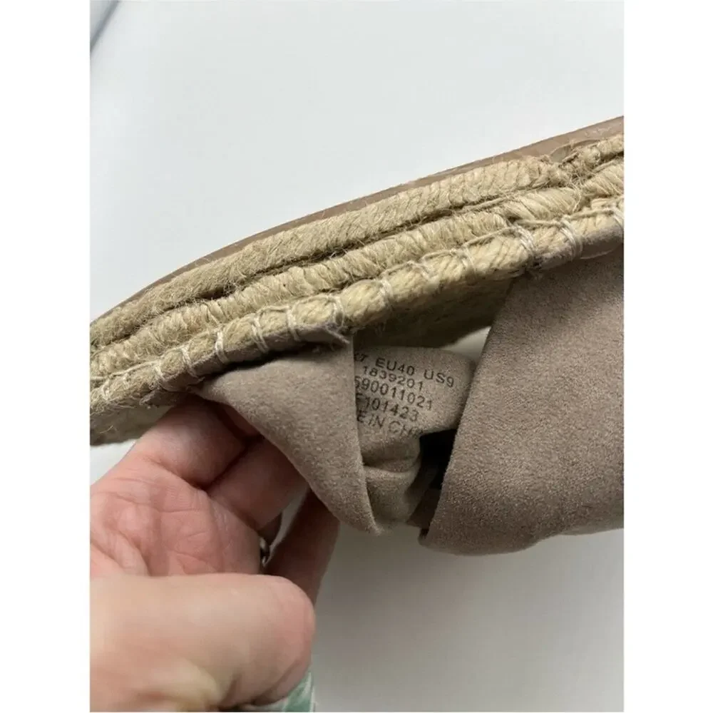 ASOS Design Jolly Knotted Beige Faux Suede Crossover Espadrille Flats Size 9